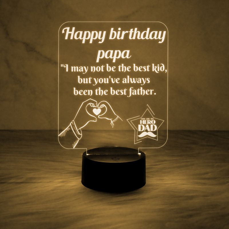 Happy Birthday Gift for Dad | Best Dad Ever Night Lamp | Birthday Gift for Dad | Best Gift for Father | 7 Color Changing Light & On/Off Touch Button | USB Powered